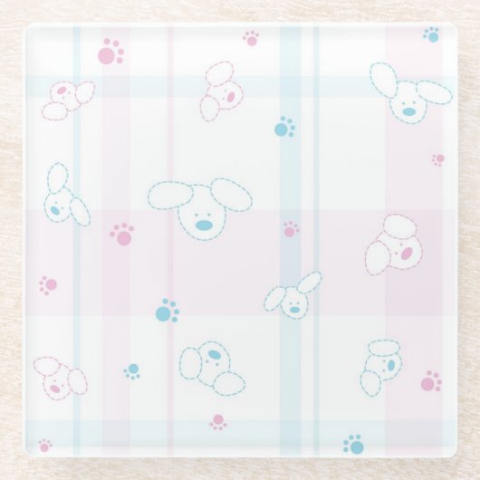 Niedliches Muster mit Hunden Glasuntersetzer (Vorderseite)