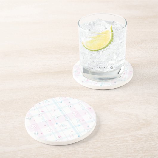 Niedliches Muster mit Hunden Sandstein Untersetzer (Seite)