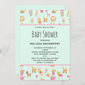 Niedliches Muster mit Kinderzimmer Animals Kinderd Einladung (Vorne/Hinten)