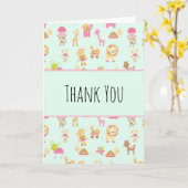 Niedliches Muster mit Kinderzimmer Animals & Toys Karte (Gelbe Blume)