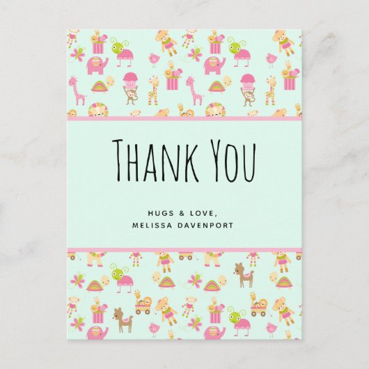 Niedliches Muster mit Kinderzimmer Animals & Toys  Postkarte (Vorderseite)