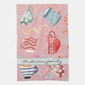 Niedliches Muster mit Monogramm Sake Geschirrtuch (Vertikal)