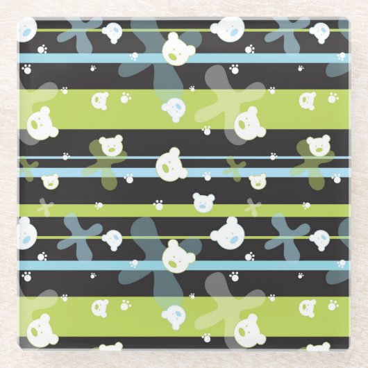 Niedliches Muster mit wenigen Bären Glasuntersetzer (Vorderseite)