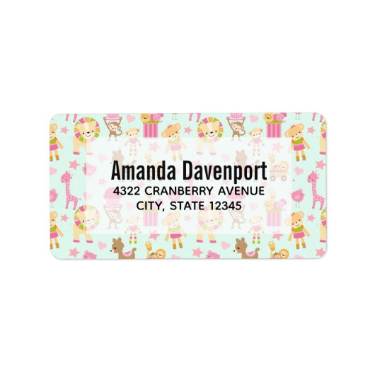 Niedliches Muster mit Whimsical Animals & Toys Adressaufkleber (Vorne)