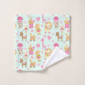 Niedliches Muster mit Whimsical Animals & Toys Badhandtuch Set (Waschlappen)