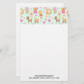 Niedliches Muster mit Whimsical Animals & Toys Briefpapier (Vorne/Hinten)