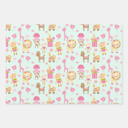 Niedliches Muster mit Whimsical Animals & Toys Geschenkpapier Set (Vorderseite 3)