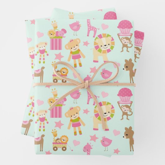 Niedliches Muster mit Whimsical Animals & Toys Geschenkpapier Set (Beispiel)