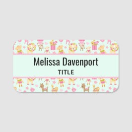 Niedliches Muster mit Whimsical Animals & Toys Namensschild