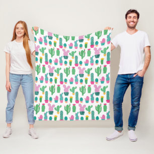 Niedliches Muster moderner Kaktus-Illustrationen Fleecedecke