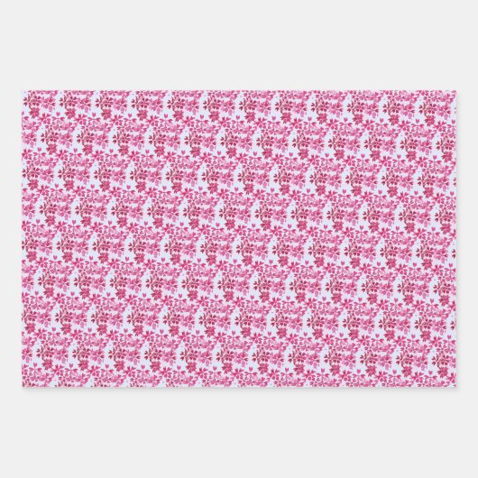 Niedliches Muster Rosa Farbige Blume Wasserfarbe Geschenkpapier Set (Vorderseite 2)