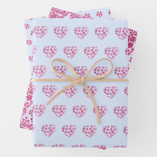 Niedliches Muster Rosa Farbige Blume Wasserfarbe Geschenkpapier Set (Beispiel)