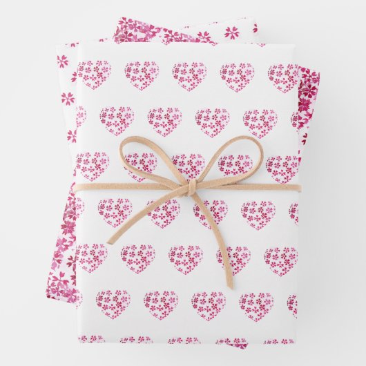 Niedliches Muster Rosa Farbige Blume Wasserfarbe Geschenkpapier Set (Beispiel)