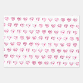 Niedliches Muster Rosa Farbige Blume Wasserfarbe Geschenkpapier Set