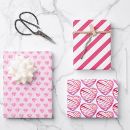 Niedliches Muster Rosa Farbige Blume Wasserfarbe Geschenkpapier Set