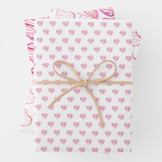 Niedliches Muster Rosa Farbige Blume Wasserfarbe Geschenkpapier Set (Beispiel)