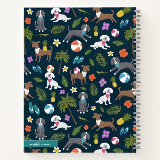Niedliches Muster tropischer Welpen | Marine Notizblock (Rückseite)