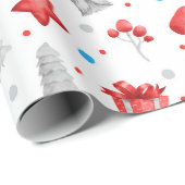 Niedliches Muster von Gnomen, Sternen, Zuckerrohre Geschenkpapier (Rolleneckpunkt)