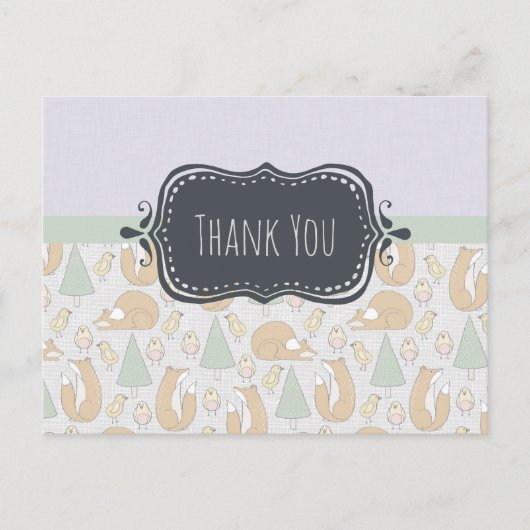 Niedliches Muster von Waldkreaturen Vielen Dank Postkarte (Vorderseite)