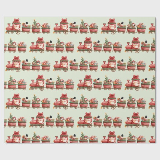 Niedliches Muster Weihnachtszug mit Spielzeug Geschenkpapier (Flach)
