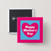 Niedliches Muttertagsherz Hot Pink Square Button (Vorne & Hinten)
