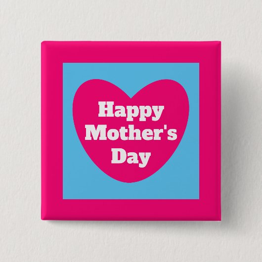 Niedliches Muttertagsherz Hot Pink Square Button (Vorderseite)