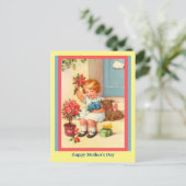 Niedliches Muttertagsleber, Blume, Hund Postkarte (Stehend Vorderseite)