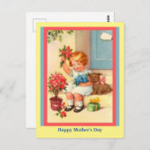 Niedliches Muttertagsleber, Blume, Hund Postkarte (Vorne/Hinten)