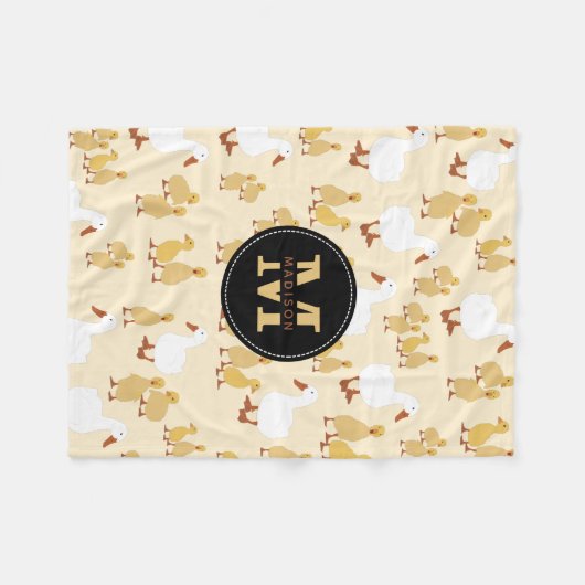 Niedliches Muttertier Muster Monogramm Fleecedecke (Vorderseite (Horizontal))