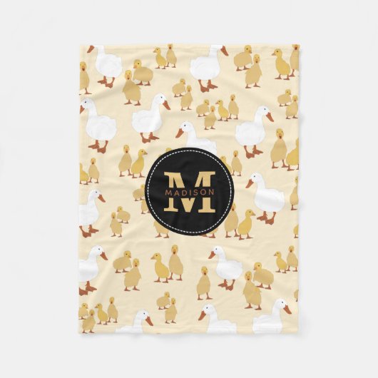 Niedliches Muttertier Muster Monogramm Fleecedecke (Vorderseite)