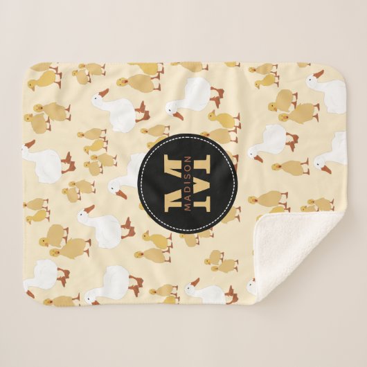 Niedliches Muttertier Muster Monogramm Sherpadecke (Vorderseite (Horizontal))