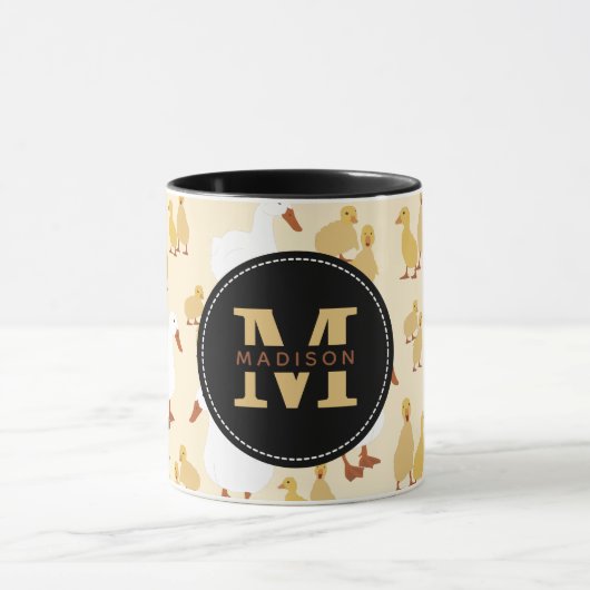 Niedliches Muttertier Muster Monogramm Tasse (Zentrum)