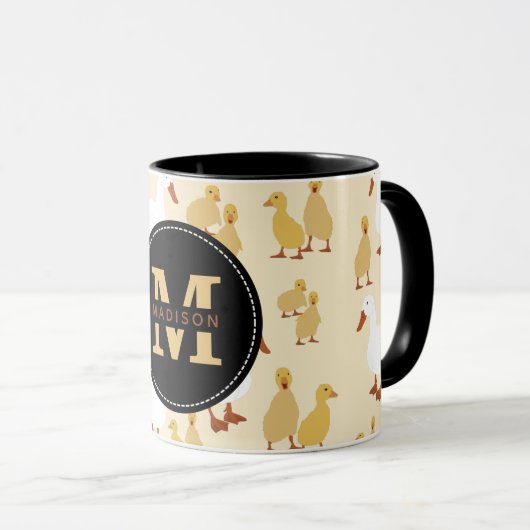 Niedliches Muttertier Muster Monogramm Tasse (VorderseiteRechts)
