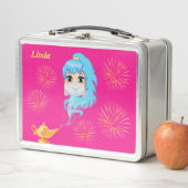 Niedliches mystisches Genie, Zauberlampe und Feuer Metall Brotdose (Beispiel)