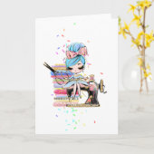 Niedliches Nähen von Cartoon für den Seamstress-Dr Karte (Gelbe Blume)