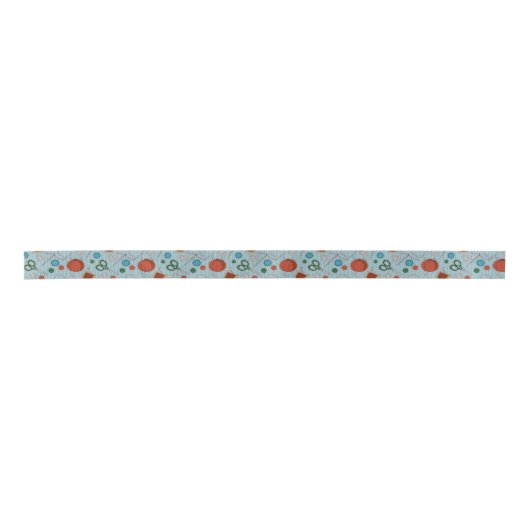 Niedliches nähendes Themed Muster-Blau Satinband (Vorderseite)