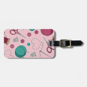 Niedliches nähendes Themed Muster-Rosa Gepäckanhänger (Vorderseite horizontal)