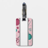 Niedliches nähendes Themed Muster-Rosa Gepäckanhänger (Rückseite vertikal)