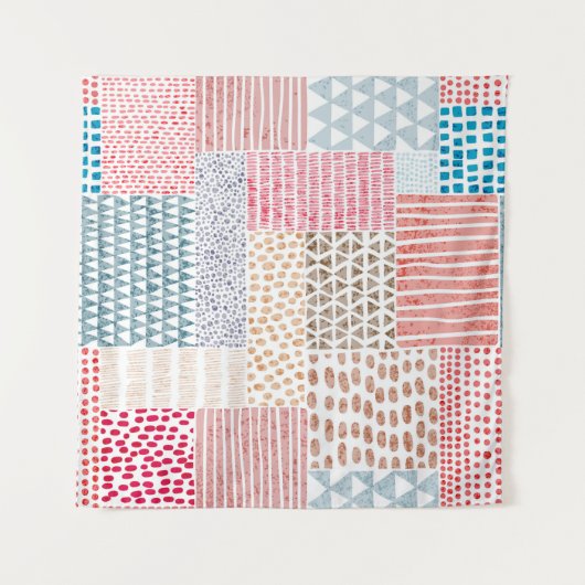 Niedliches nahtloses Muster im Patchwork-Stil. Ein Wandteppich (Vorderseite (Horizontal))