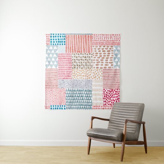 Niedliches nahtloses Muster im Patchwork-Stil. Ein Wandteppich (Beispiel)