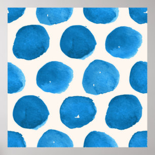 Niedliches nahtloses Muster mit blauen Wasserfarbk Poster