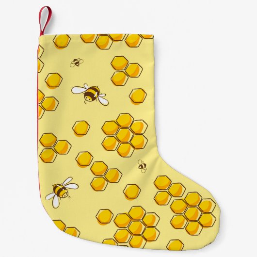 Niedliches nahtloses Muster mit fliegenden Bienen. Kleiner Weihnachtsstrumpf (Vorderseite)