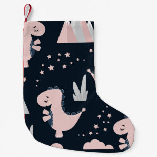 Niedliches nahtloses Muster mit rosa Dinosauriern Kleiner Weihnachtsstrumpf