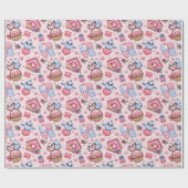 Niedliches nahtloses Muster mit Vögeln und Herzen Geschenkpapier (Flach)