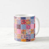 Niedliches nahtloses Patchwork-Muster Kaffeetasse (VorderseiteRechts)