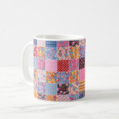 Niedliches nahtloses Patchwork-Muster Kaffeetasse (Vorderseite Links)