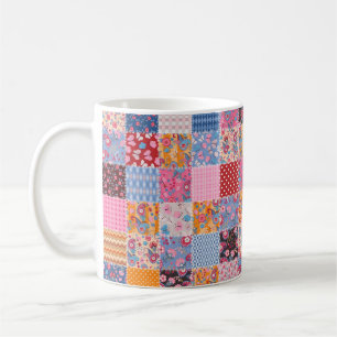 Niedliches nahtloses Patchwork-Muster Kaffeetasse