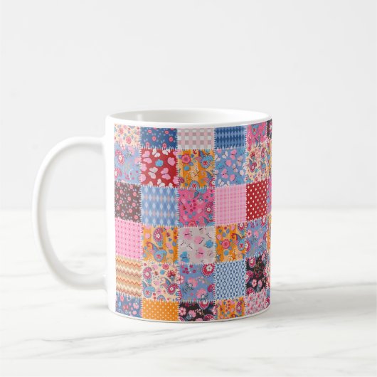 Niedliches nahtloses Patchwork-Muster Kaffeetasse (Links)