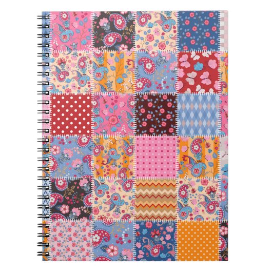 Niedliches nahtloses Patchwork-Muster Notizblock (Vorderseite)