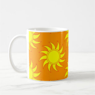 Niedliches nahtloses Sonnenmuster. Doodle Hand gez Kaffeetasse